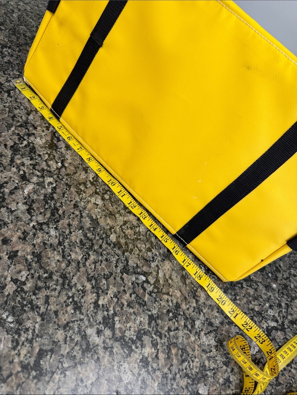Waterproof heavy duty vinyl Bright Yellow Tote Bag with Black Straps NEW - Picture 4 of 8